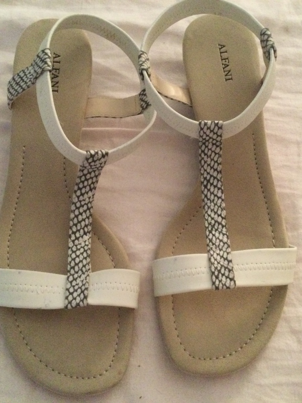 Alfani White and animal print wedge sandals 11